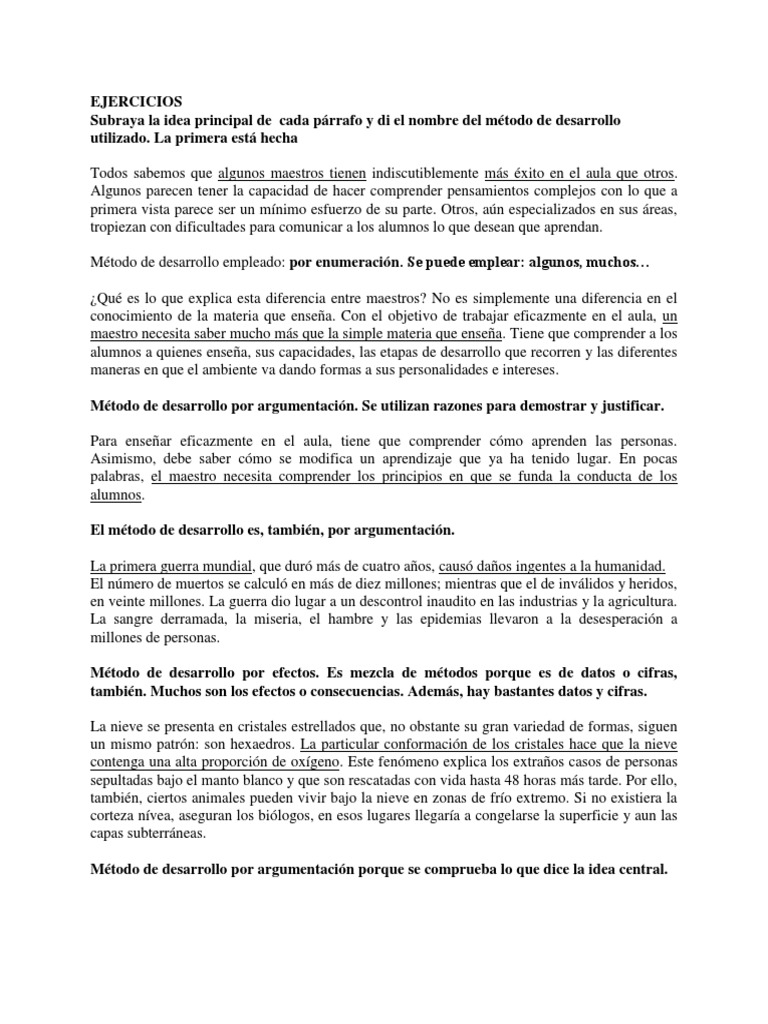 EL PARRAFO Y SUS METODOS Ejercicios CORREGIDO | PDF | Violencia doméstica