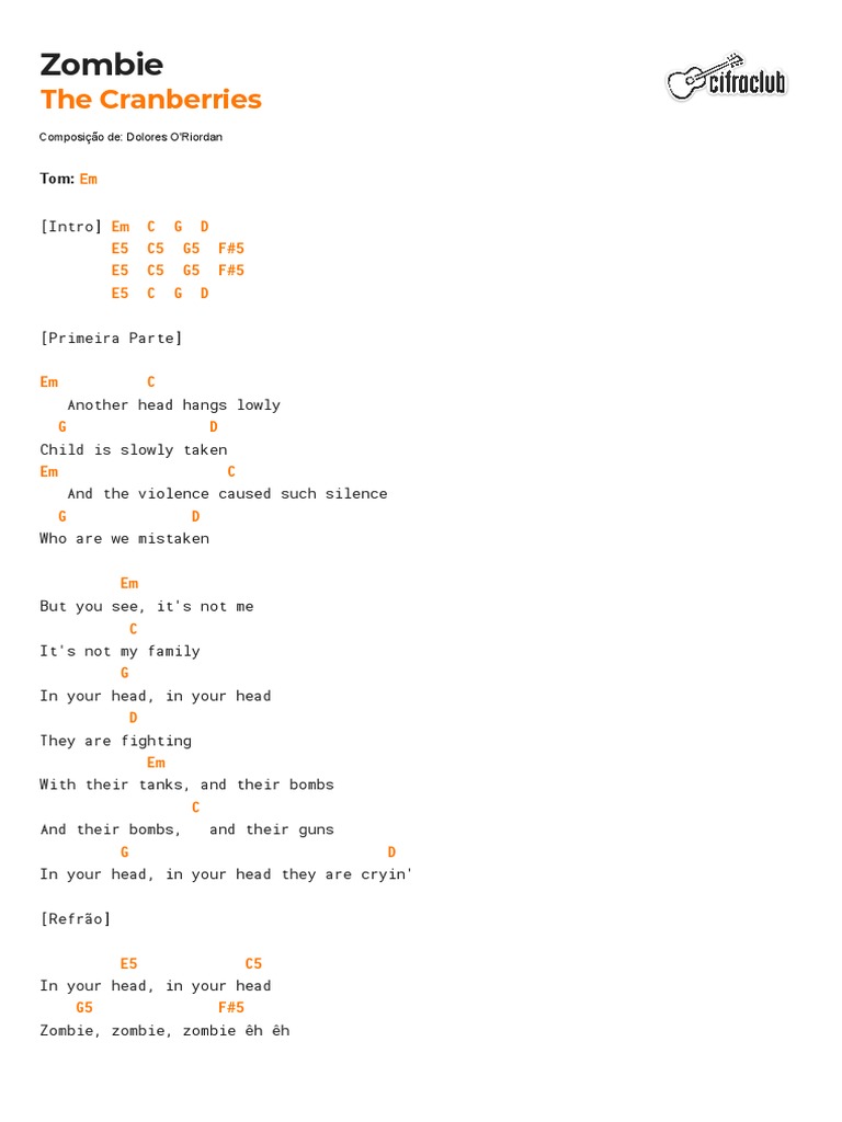 Cifra Club The Cranberries Zombie PDF