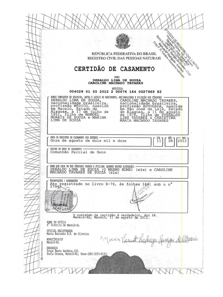 Certidao De Casamento Pdf