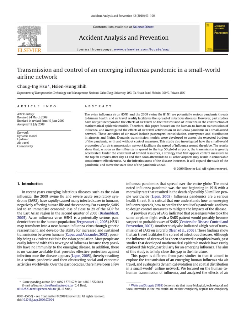 Transmission and Control of An Emerging in Uenza Pandemic in A Small ...