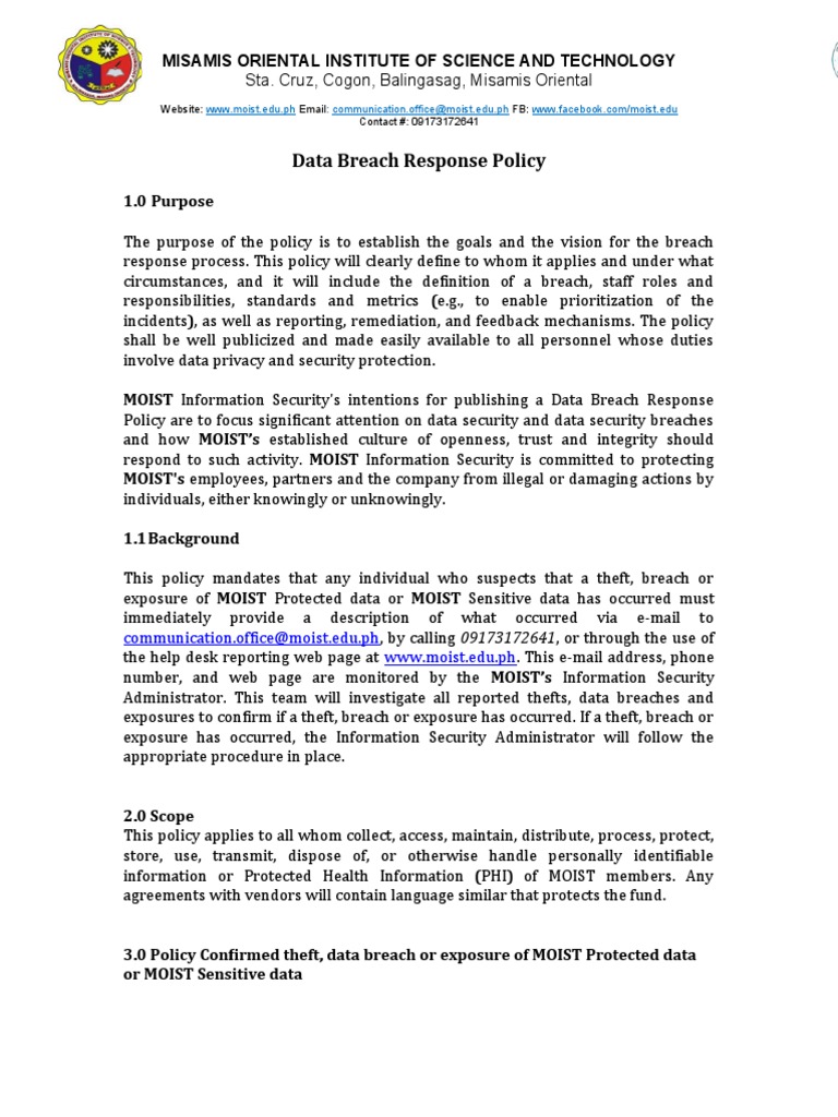 Data Breach Response Policy | PDF | Security | Computer Security