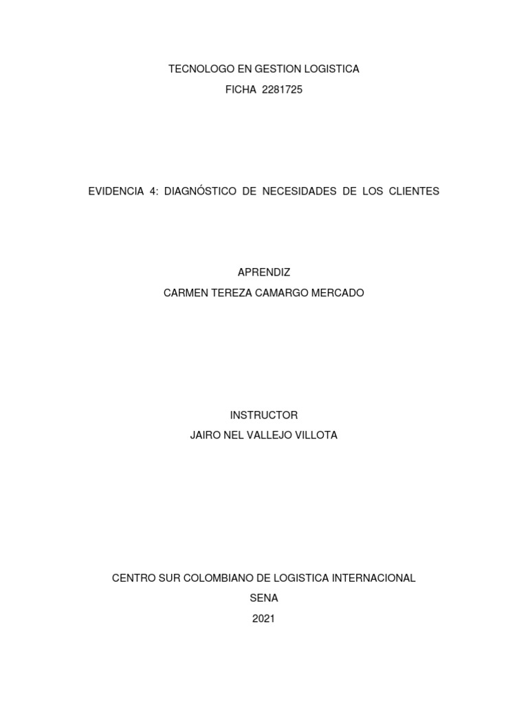 Evidencia 4 Diagnostico de Necesidades | PDF | Cliente | Economias