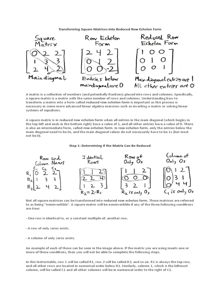 Row and Reduced Echelon Form | PDF | Matrix (Mathematics) | Theoretical ...