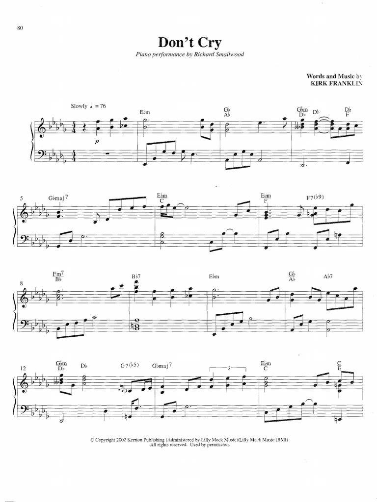 Don't Cry Kirk Franklin PDF