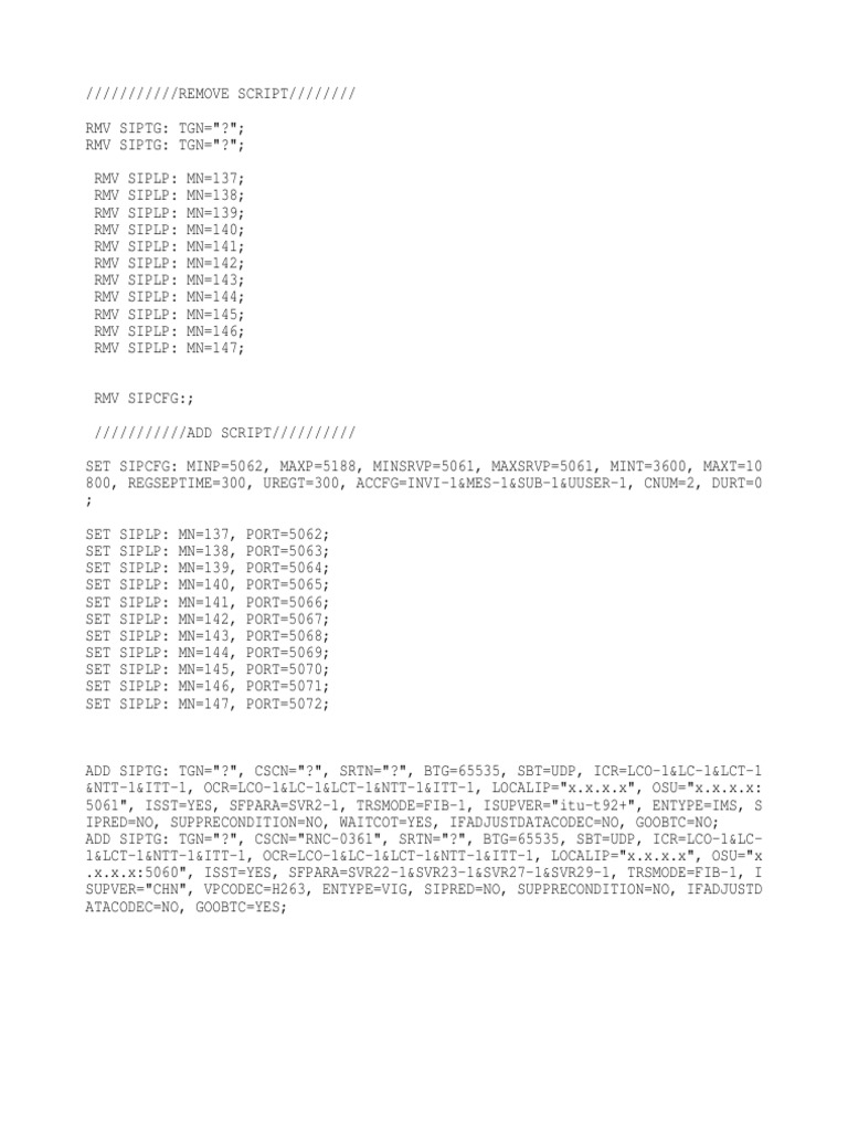 SIP Configuration Script Update | PDF | Technology & Engineering ...