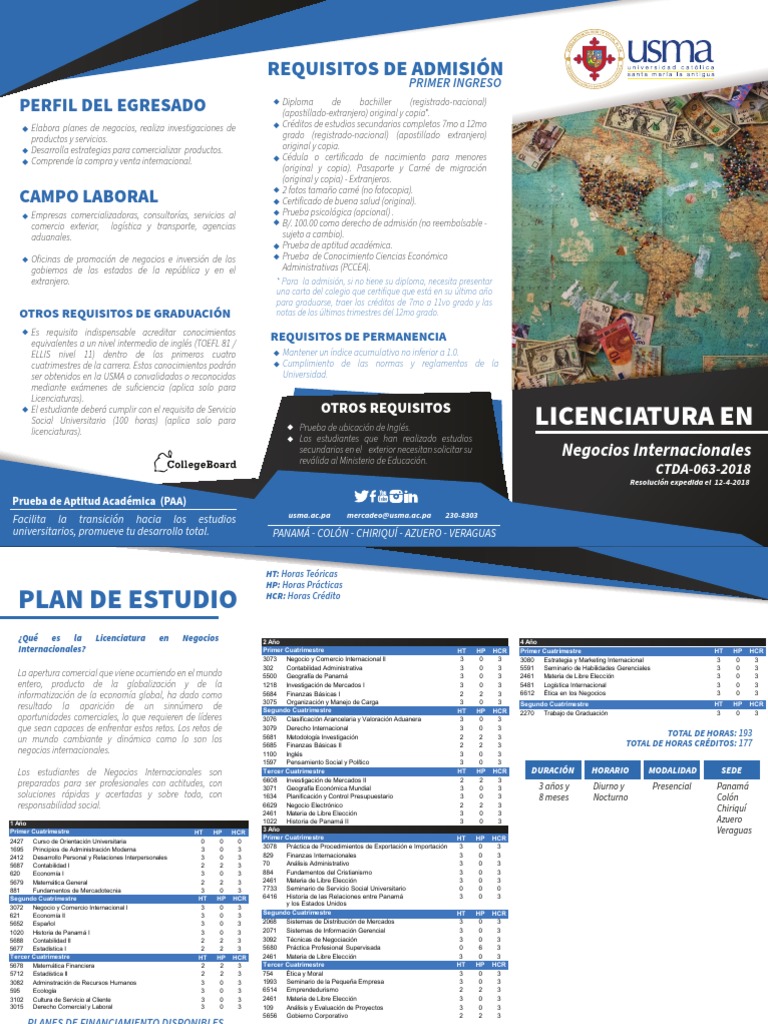Requisitos y Plan de Estudios en Negocios Internacionales | PDF ...