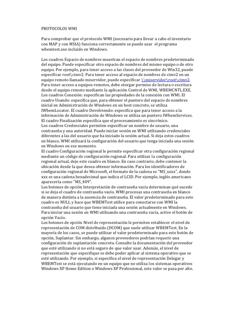 Protocolos Wmi | PDF