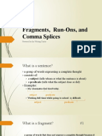 Fragments Run Ons and Comma Splices