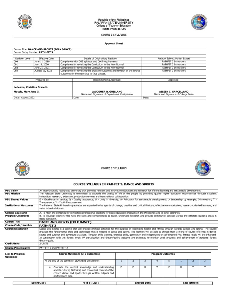 Pathfit 3 Course Outline Pdf Physical Fitness Lecture