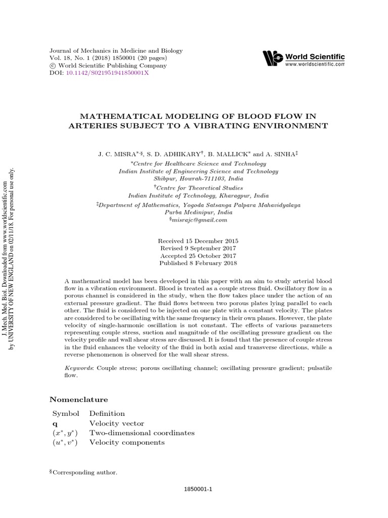 Blood Flow Modeling in Vibrating Arteries | PDF | Hemodynamics | Stress ...