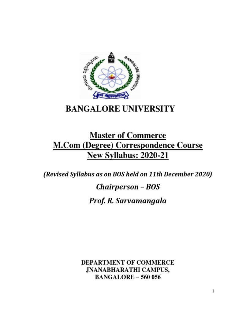 M.Com Correspondence Syllabus 2020-21 | PDF | Money | Marketing