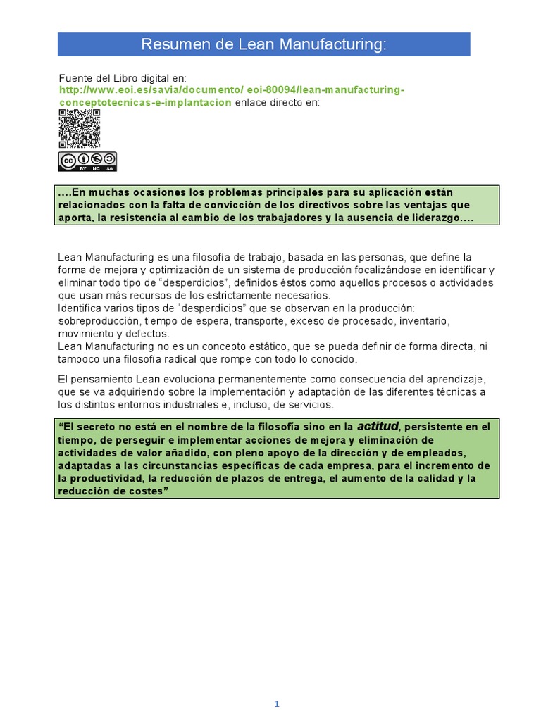 Lean Manufacturing: Mejora y Eficiencia | PDF | Lean Manufacturing ...