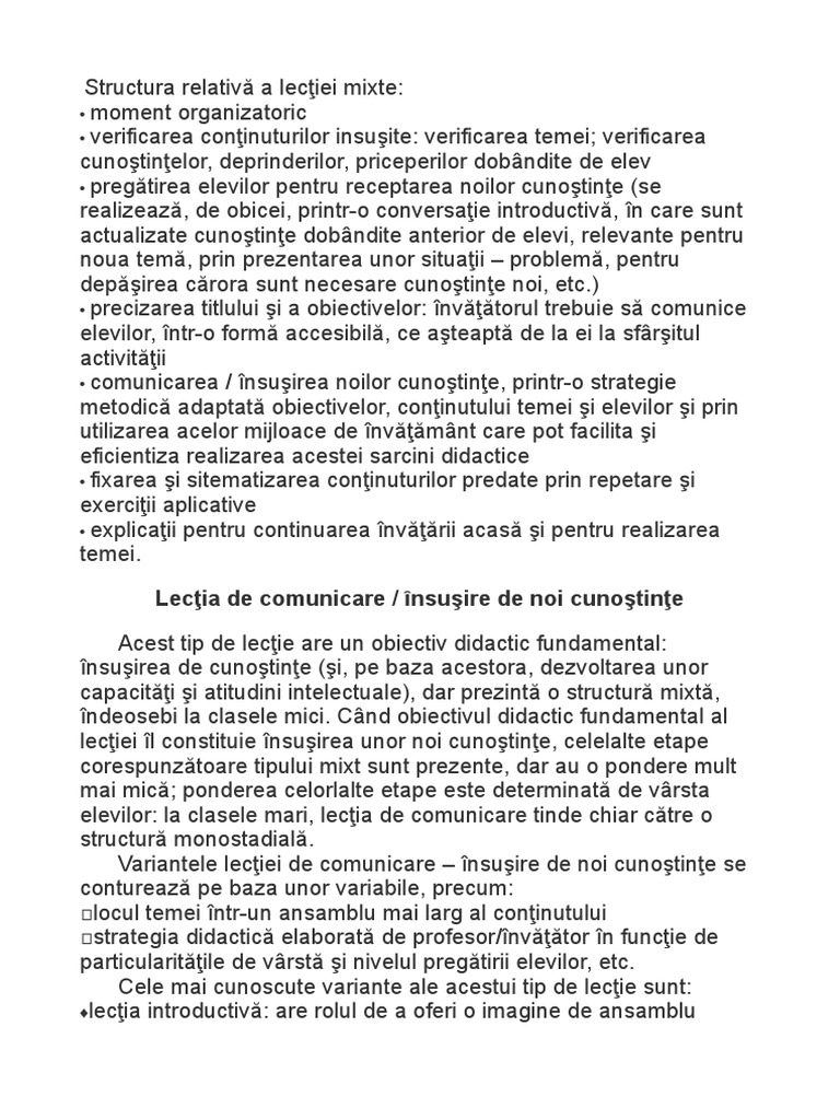 Tipuri de Lectii 2 | PDF