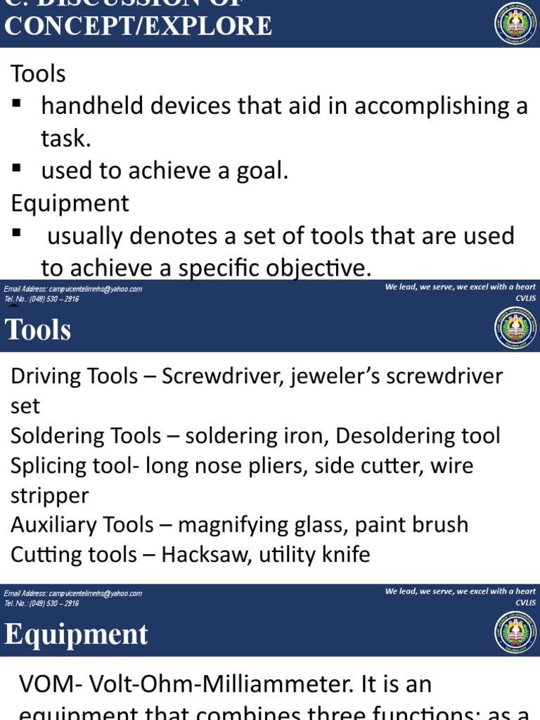 Tools and Equipment in Electronics | PDF | Soldering | Screw