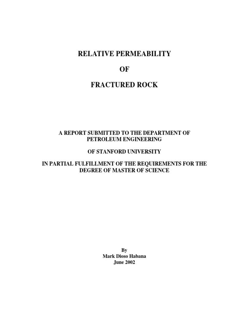 Relative Permeability of Fractured Rock - Mark Habana | PDF ...