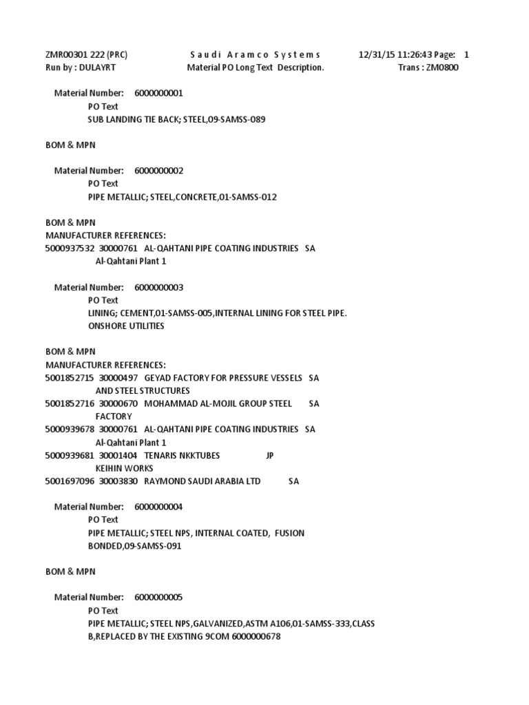Saudi Aramco Material Purchase Order | PDF | Pipe (Fluid Conveyance ...