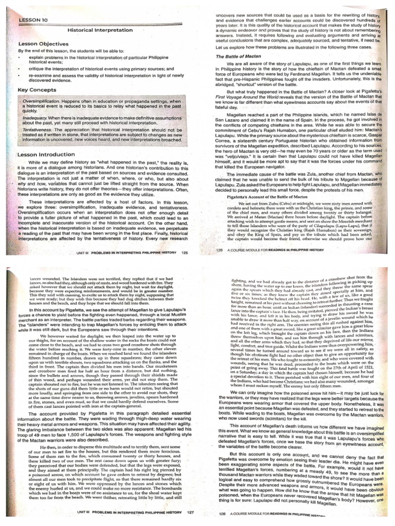 Lesson 10 Historical Interpretation PDF