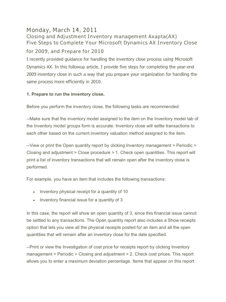 D365 Inventory Closing Process Guide | PDF | Queue (Abstract Data Type ...