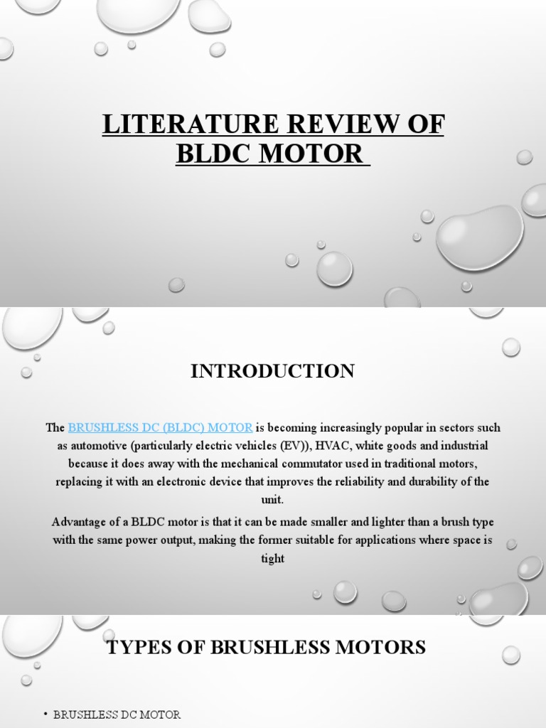 Literature Review of BLDC Motor PDF Electric Motor Electrical