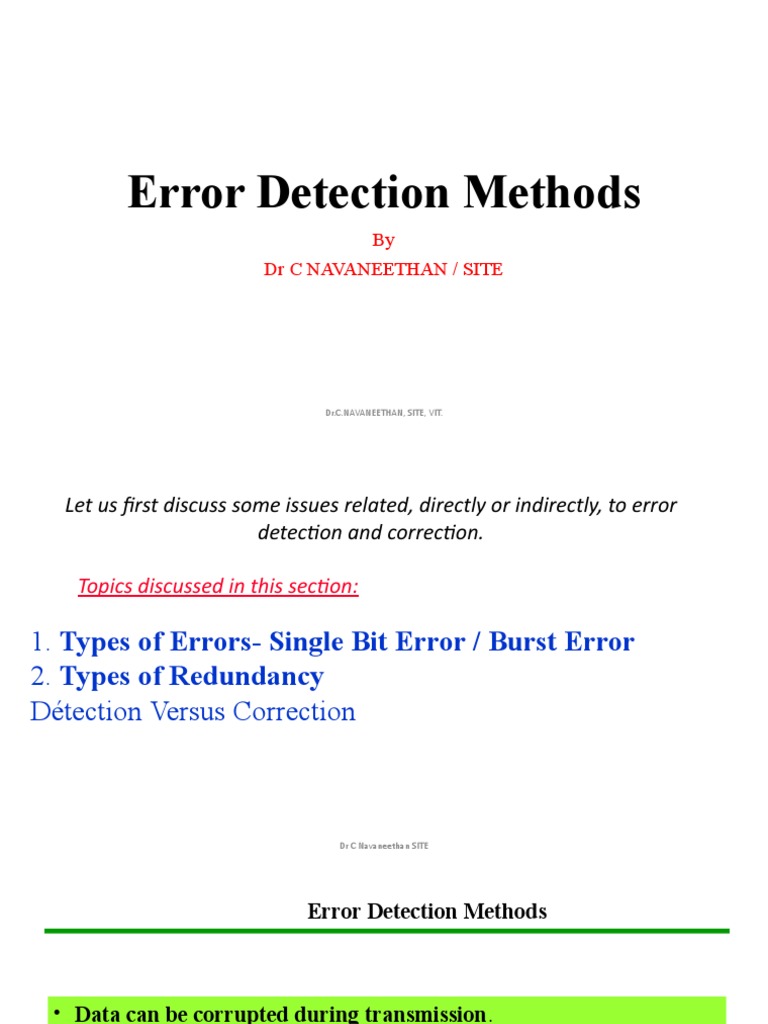 Error Detection Methods by DR C Navaneethan / Site PDF Error