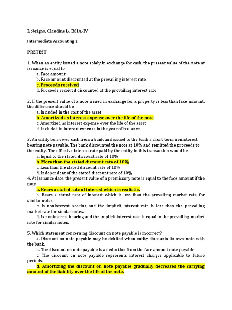 Intermediate Accounting 2 Pretest Questions | PDF | Equity (Finance ...