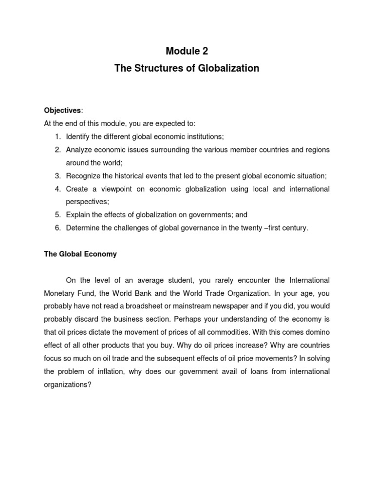 Module 2 Contemporary World For 2nd Sem Pdf Bretton Woods System