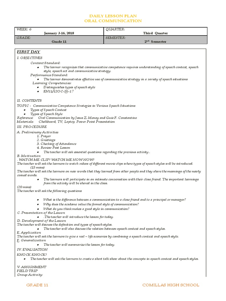 Occ LC 17 18 | PDF | Learning | Lesson Plan