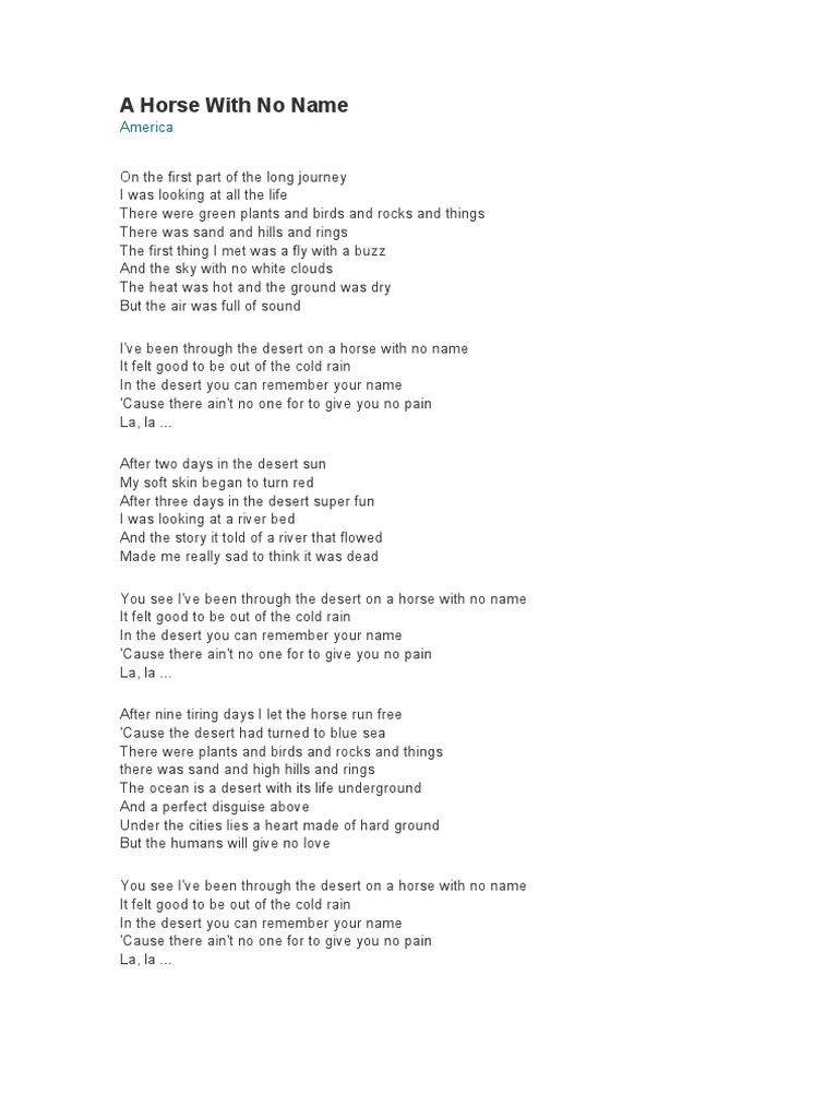 A Horse With No Name PDF Desert Sea