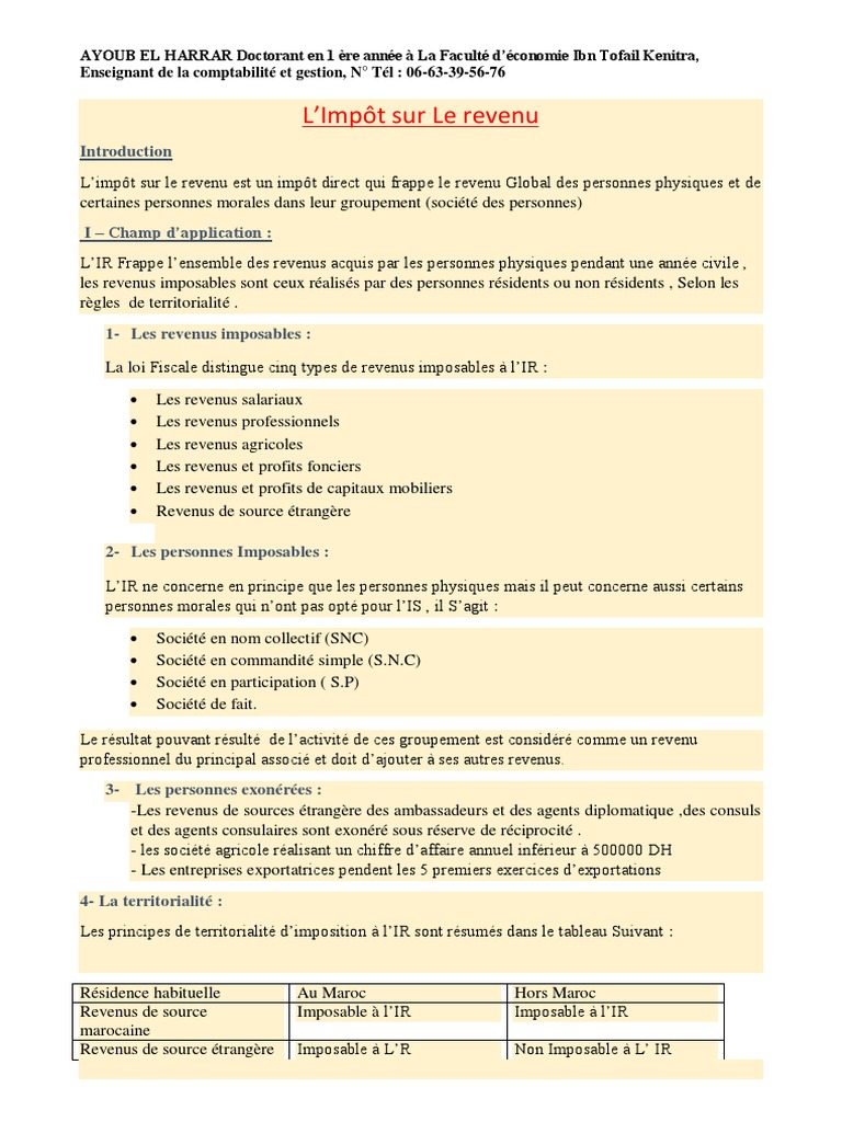 Impôt sur le revenu au Maroc 2023 | PDF | Impôts | Salaires