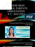 Senior High School Parents Orientation