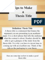Tips To Make A Thesis Title