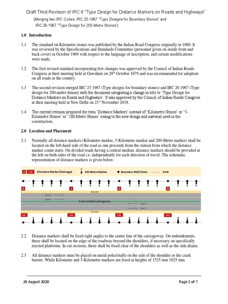 Draft 3rd Revision of IRC-8 - Type Design For Distance Markers On Roads ...
