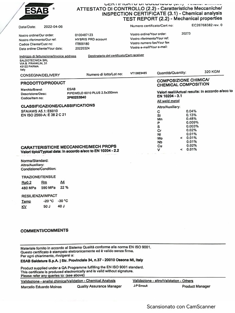 Certificati Esab-3 | PDF
