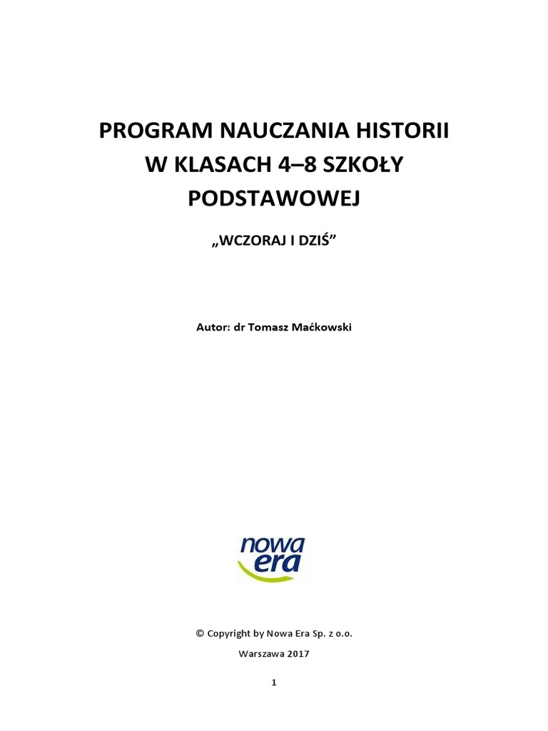 Książka Historia Wczoraj I Dziś Klasa 5 Program Nauczania Historii Kl4 8 Wczoraj I Dzis | PDF