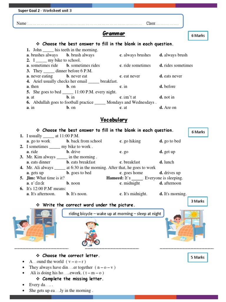 Super Goal 2 - Worksheet Unit 3 | PDF | Food And Drink | Meal