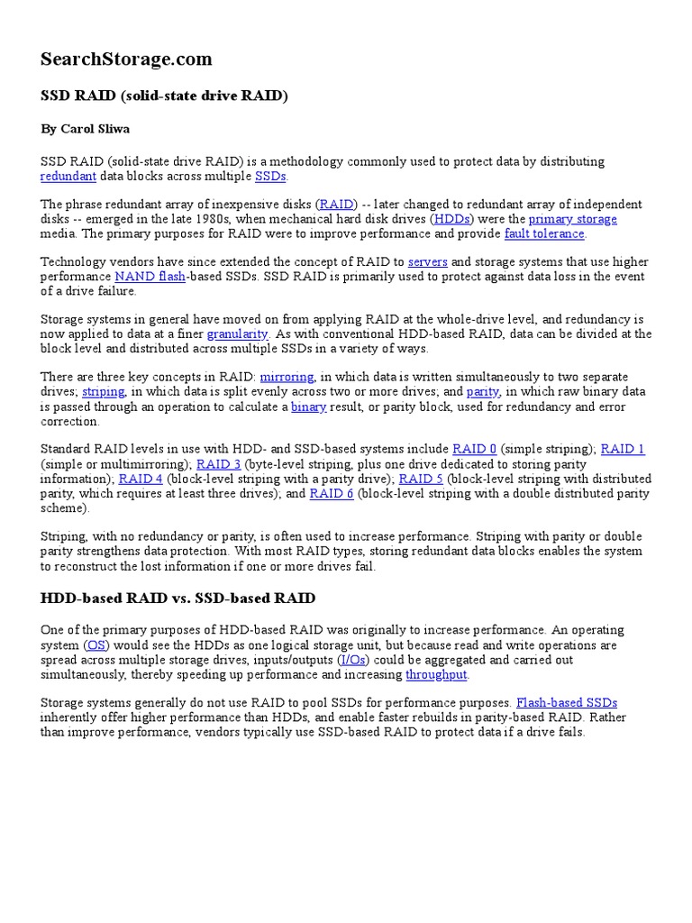 Tipos de RAID e SSD RAID (SolidState Drive RAID) PDF Solid State