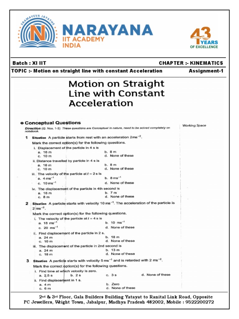 Kinematics Assignment: Motion on Line | PDF