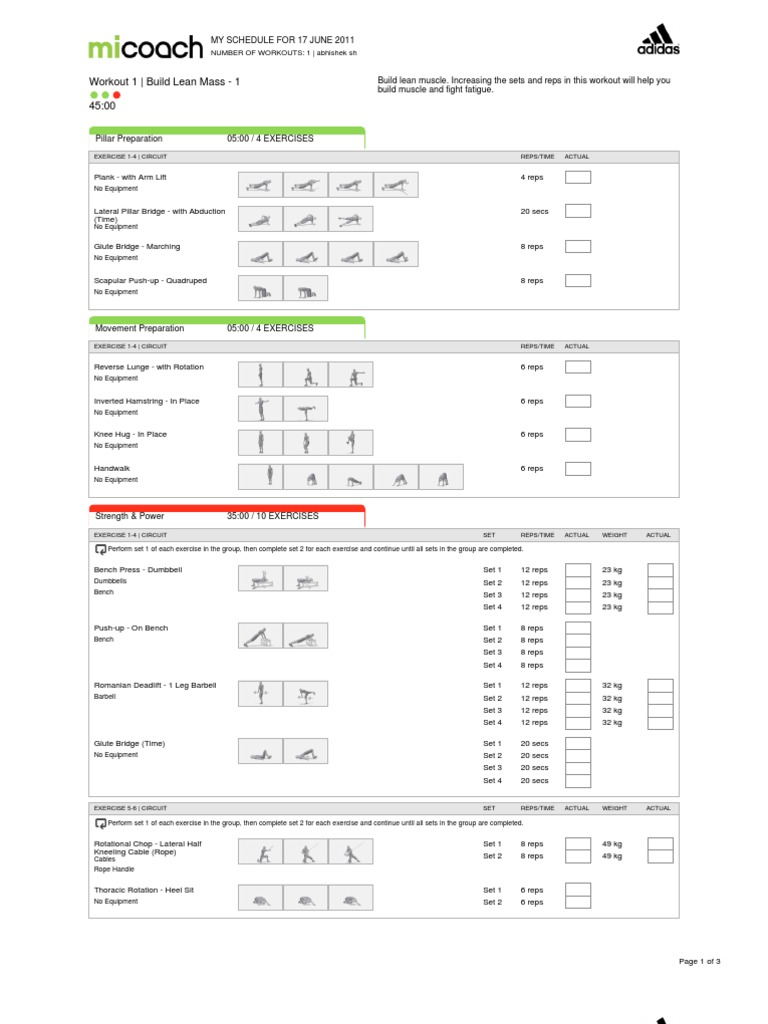 Mi Coach Workout Pdf Wellness Science Mathematics