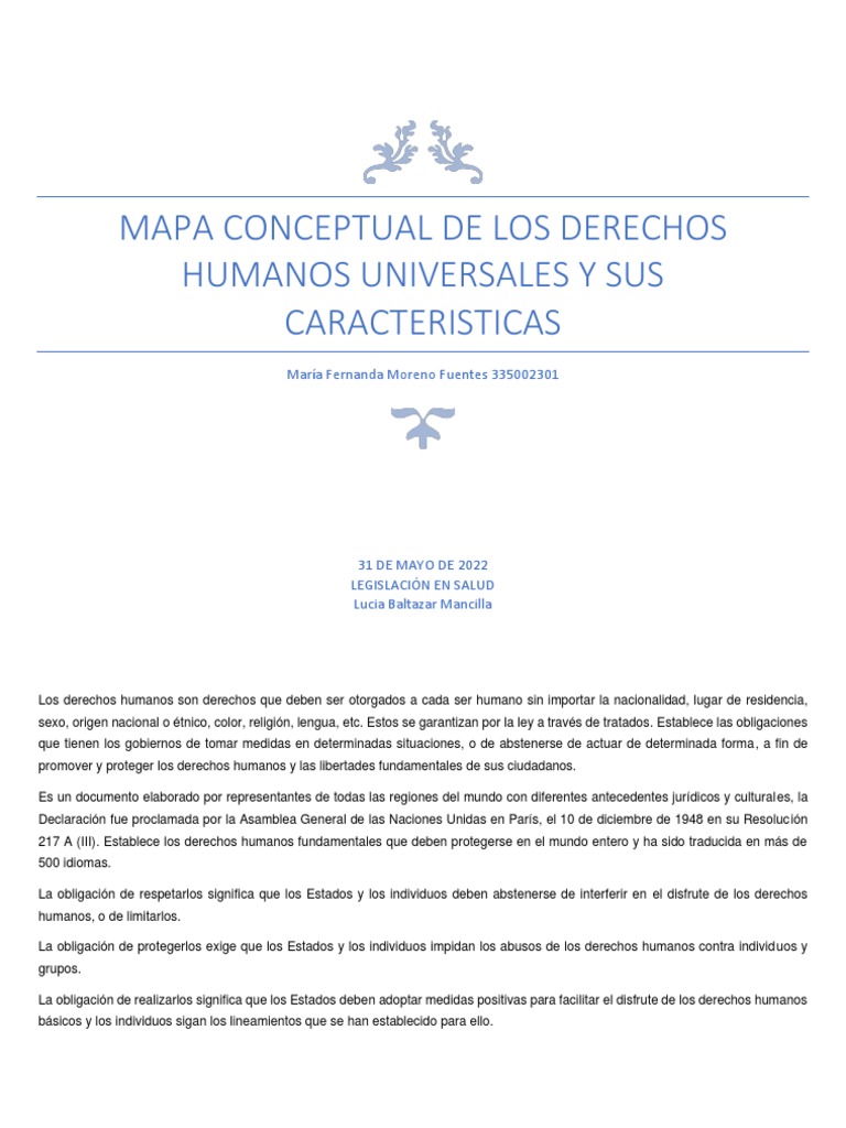 Mapa Conceptual de Los Derechos Humanos Universales y Sus