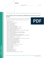 Llei 30 2022 - Del 21 de Juliol - Qualificada de La Persona I de La Familia