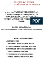 L'Exploitation Petroliere Au Niger Et Procedure D'acquisition Des Titres Minier Et Petrolier Au Niger
