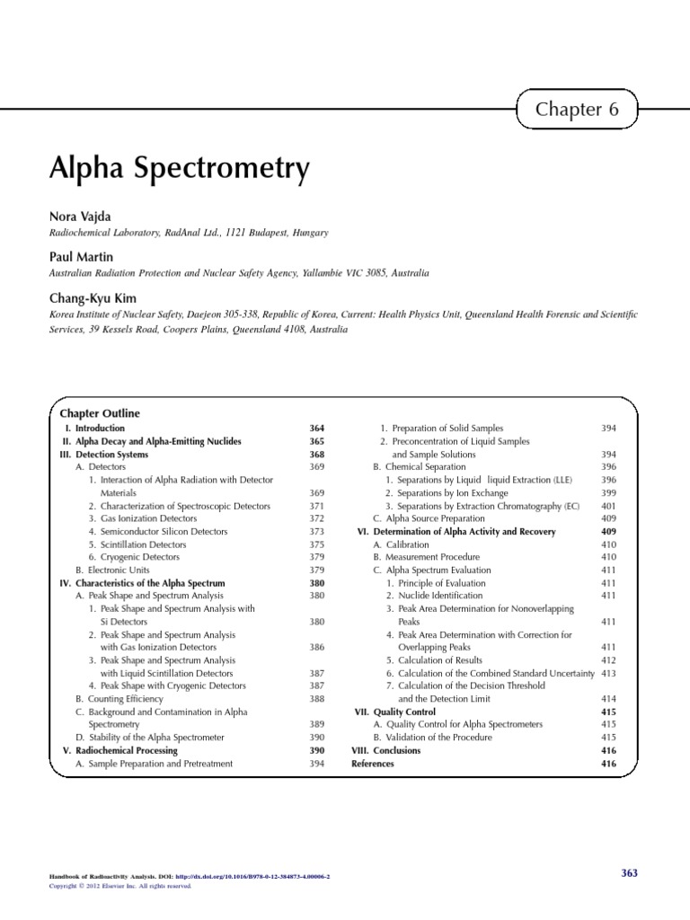 Alpha Spectrometry PDF Radioactive Decay Radionuclide