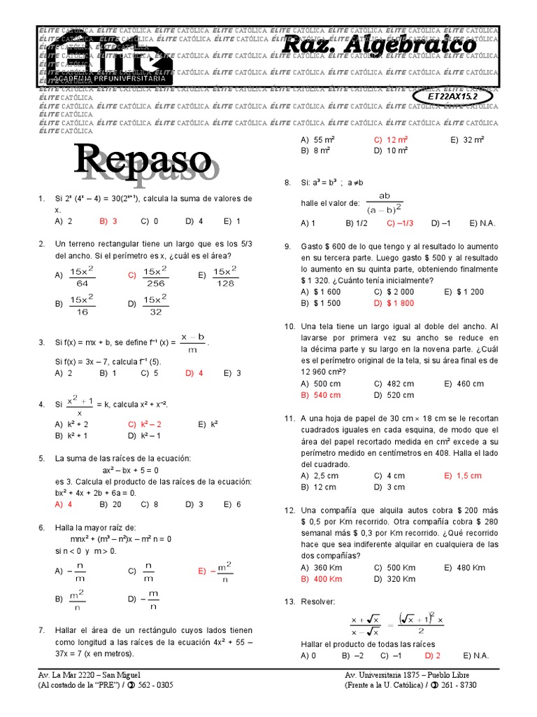 Ejercicios de Matemáticas y Problemas | PDF