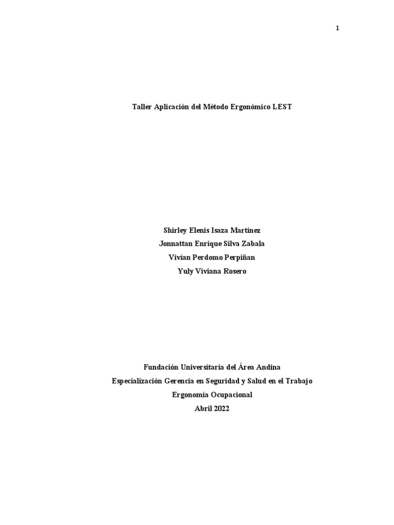 Trabajo eje 4 aplicaci n m todo lest pdf factores humanos y