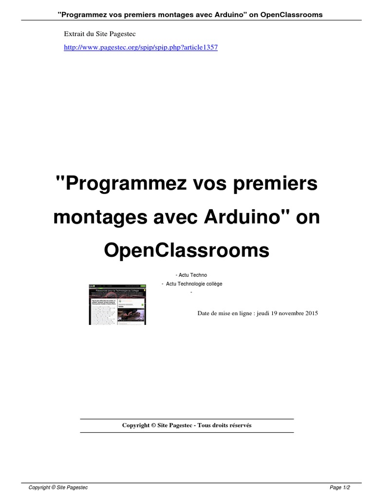 Programmez Vos Premiers Montages Avec Arduino On OpenClassrooms - A1357 ...