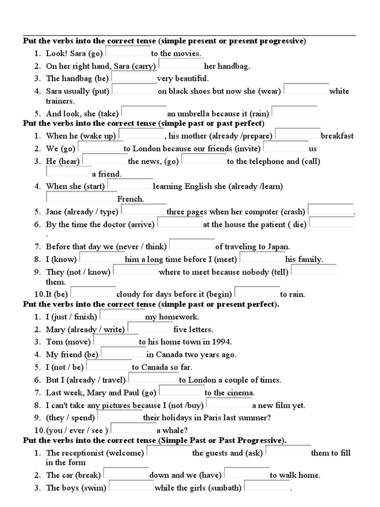 Test Tenses Review Pdf Grammatical Tense Linguistics