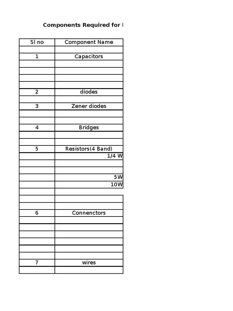 Component List | PDF | Technology & Engineering
