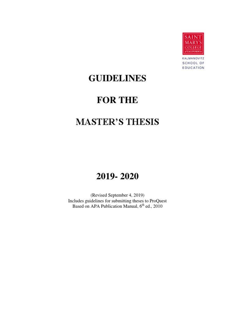 thesis guidelines 2019