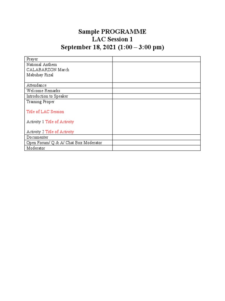 Sample Programme | PDF