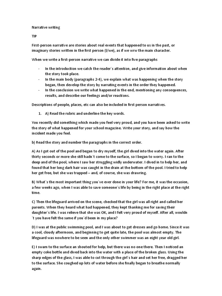 Narrative Writing PDF Swimming